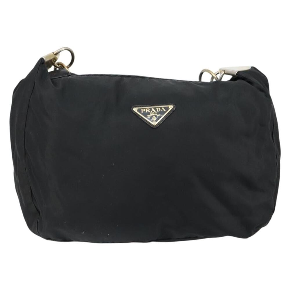 Prada Nylon Leather Shoulder Bag Black